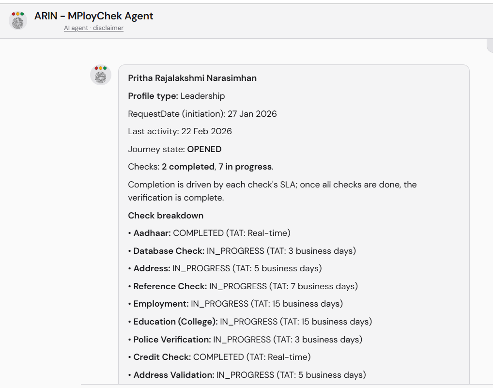 ARIN – MPloyChek Agent screen 4